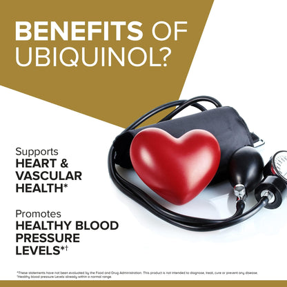 Qunol 100mg Ubiquinol, Powerful Antioxidant for Heart & Vascular Health, Essential for Energy Production - Maple Wellness Supplements