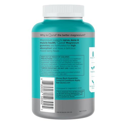 Qunol Magnesium Gummies for Adults, 200mg Elemental Magnesium (from 1,750mg Magnesium Citrate), High Absorption Magnesium Supplement, Supports Nerve, - Maple Wellness Supplements