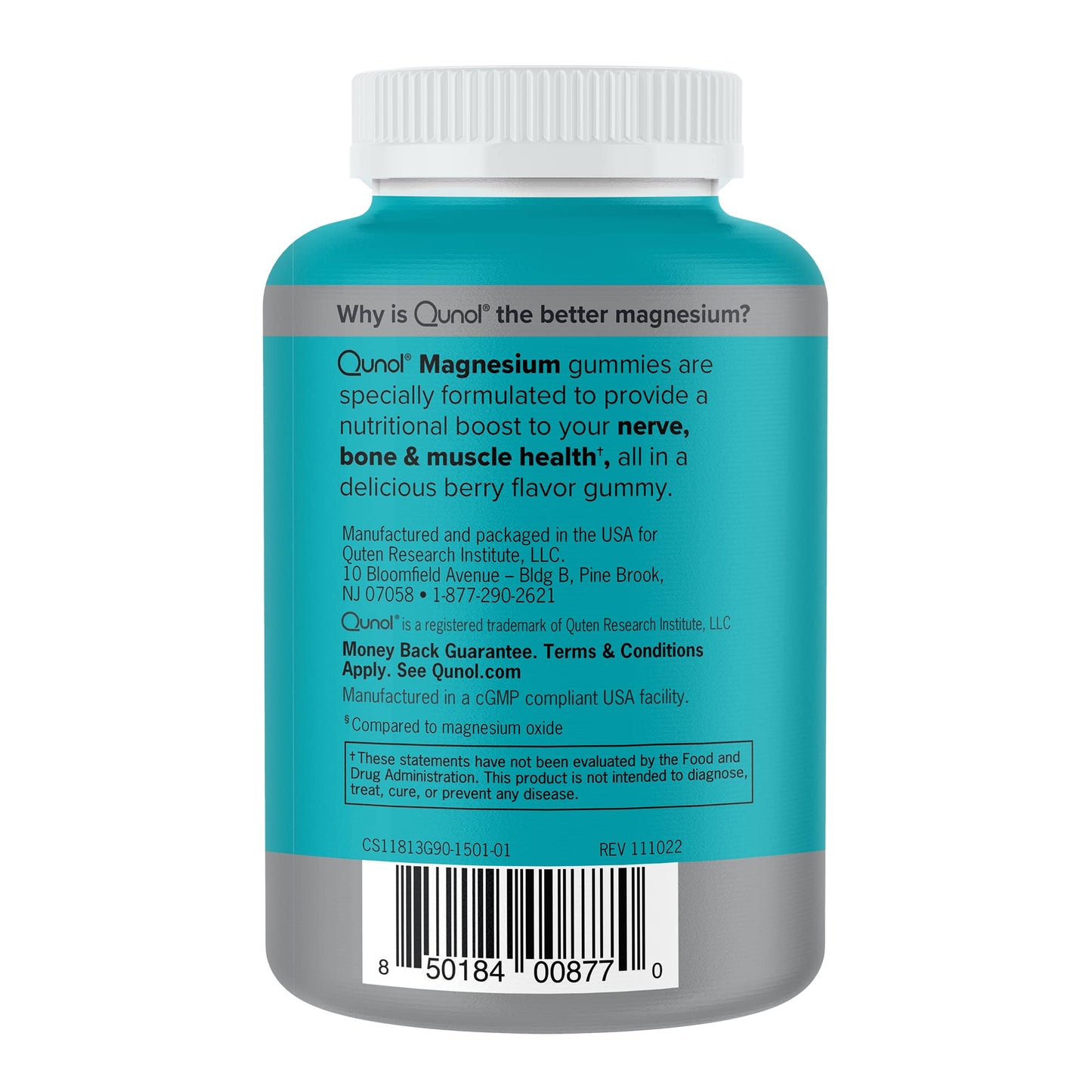 Qunol Magnesium Gummies for Adults, 200mg Elemental Magnesium (from 1,750mg Magnesium Citrate), High Absorption Magnesium Supplement, Supports Nerve, Bone and Muscle Health, Vegetarian, 90 Count - Maple Wellness Supplements