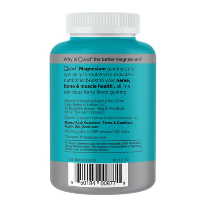 Qunol Magnesium Gummies for Adults, 200mg Elemental Magnesium (from 1,750mg Magnesium Citrate), High Absorption Magnesium Supplement, Supports Nerve, Bone and Muscle Health, Vegetarian, 90 Count - Maple Wellness Supplements