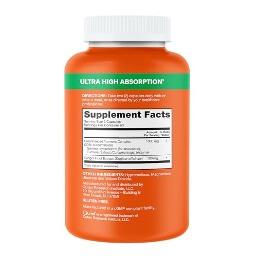 Qunol Turmeric and Ginger Capsules, 1000mg Turmeric Supplement, Ultra High Absorption to Support Joint Health, 1 Doctor Recommended Form - Maple Wellness Supplements