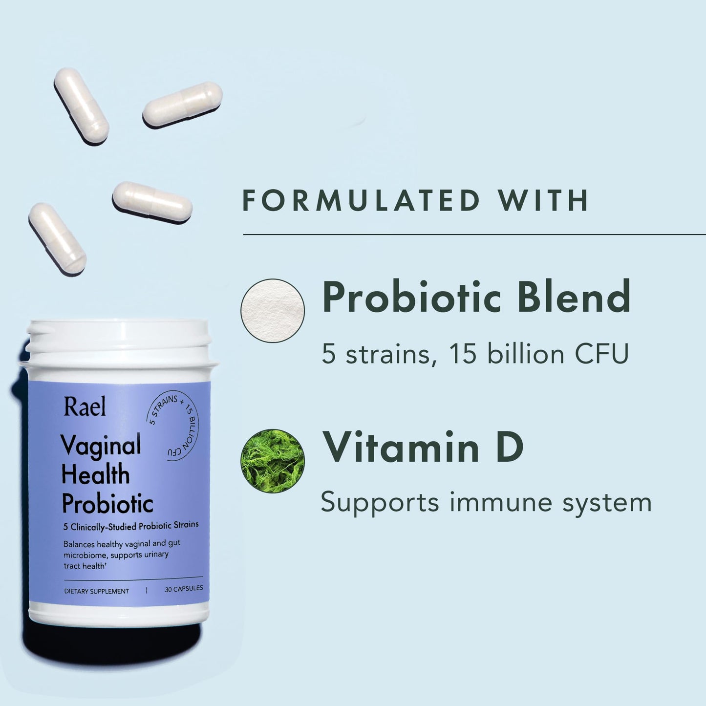 Rael Probiotics for Women - pH Balance Supplement with Prebiotics, Vaginal Immune Health (30 Servings) - Maple Wellness Supplements