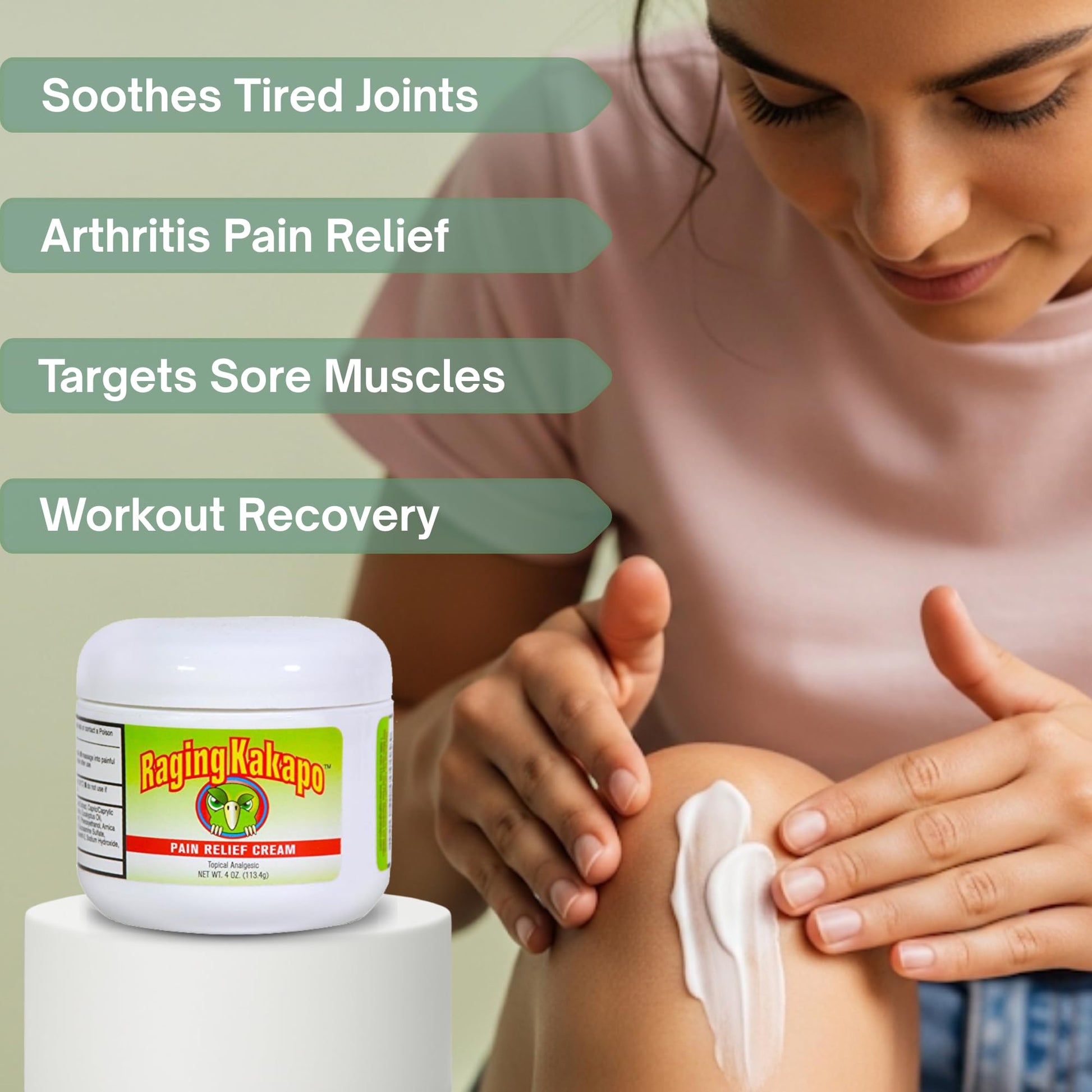 Raging Kakapo Pain Relief Cream 3 Pack - Sore Muscles, Joint Pain & Aches - Odor Free, Non-Greasy Pain Cream - Histamine Dihydrochloride, Capsaicin, Emu Oil, Arnica & More, 4 oz. Jar - Maple Wellness Supplements