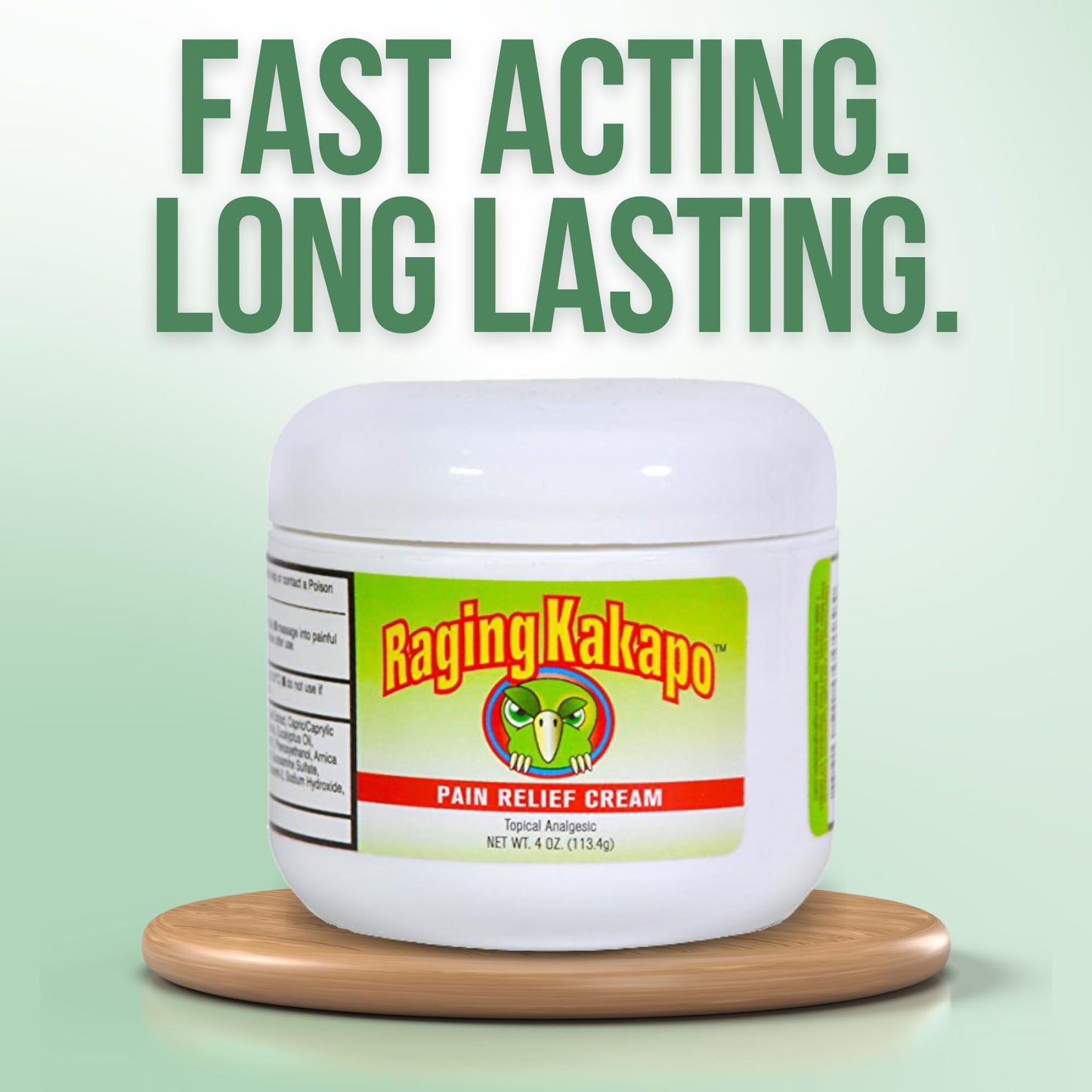 Raging Kakapo Pain Relief Cream - Sore Muscles, Joint Pain & Aches - Odor Free, Non-Greasy Pain Cream - Histamine Dihydrochloride, Capsaicin, Emu Oil & More - 4 oz. Jar - Maple Wellness Supplements