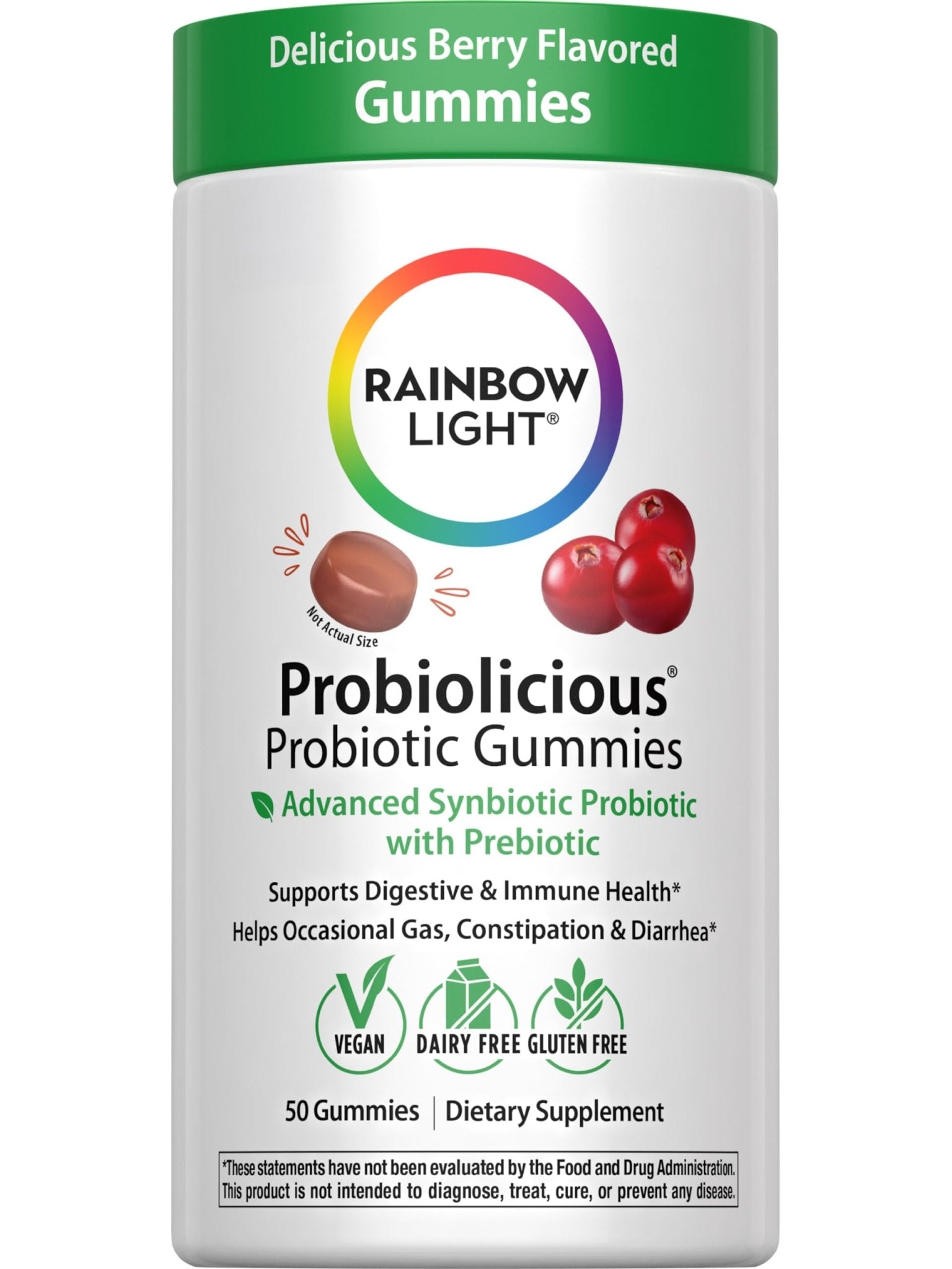 Rainbow Light Probiotic Gummies | 50 Count | Advanced Synbiotic with Prebiotic | for Men, Women & Children | Supports Digestive & Immune Health - Maple Wellness Supplements