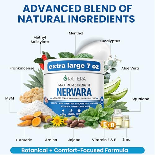 Raitera Neuropathy Cream – Extra Strength for Feet, Hands, Legs, Toes – Advanced Cooling Non-Greasy Fast Absorbing Formula - Natural Ingredients Frankincense, Arnica, Aloe Vera, Turmeric, MSM - Maple Wellness Supplements