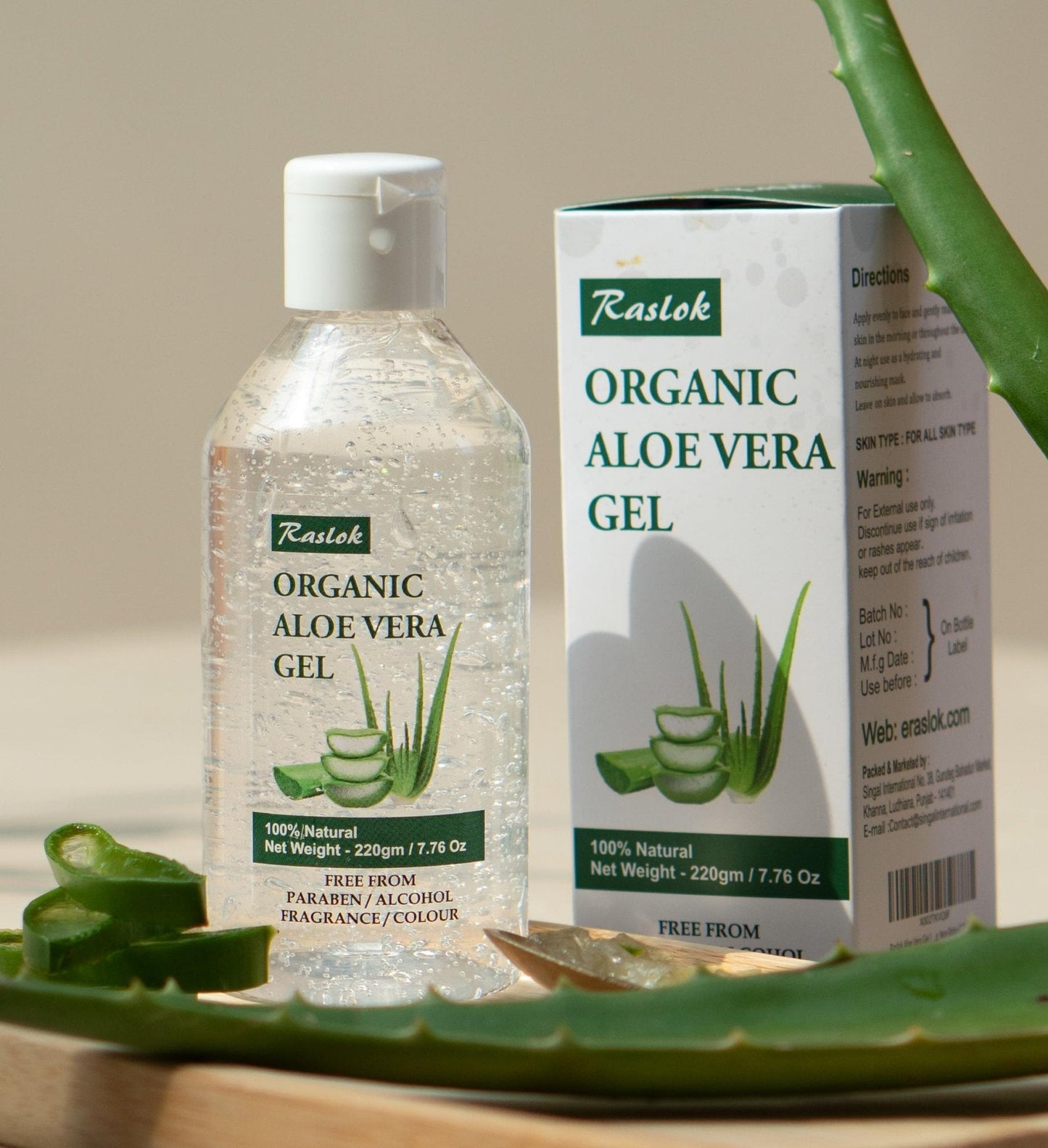Raslok Aloe Vera Gel | 99% Pure Natural Aloe Gel For Moisturizing Face Skin & Hair Care,Durable Moisturizing Hydrating Soothing, Non-Sticky (7.7 OZ) - Maple Wellness Supplements