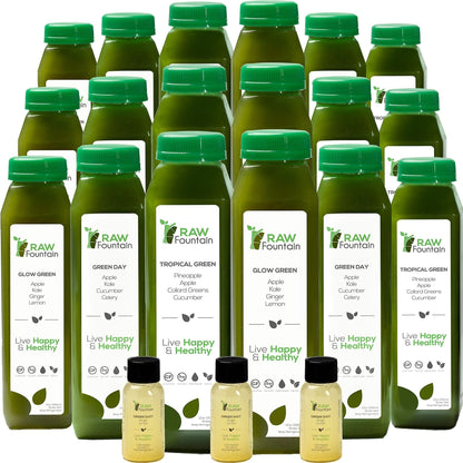 Raw Fountain 5 Day Green Juice Cleanse, All Natural Raw, Vegan Detox, Cold Pressed - Maple Wellness Supplements