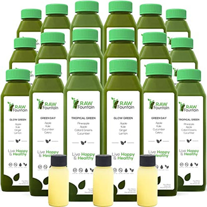 Raw Fountain 7 Day Green Juice Cleanse, All Natural Raw, Vegan Detox, Cold Pressed - Maple Wellness Supplements
