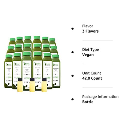 Raw Fountain 7 Day Green Juice Cleanse, All Natural Raw, Vegan Detox, Cold Pressed - Maple Wellness Supplements