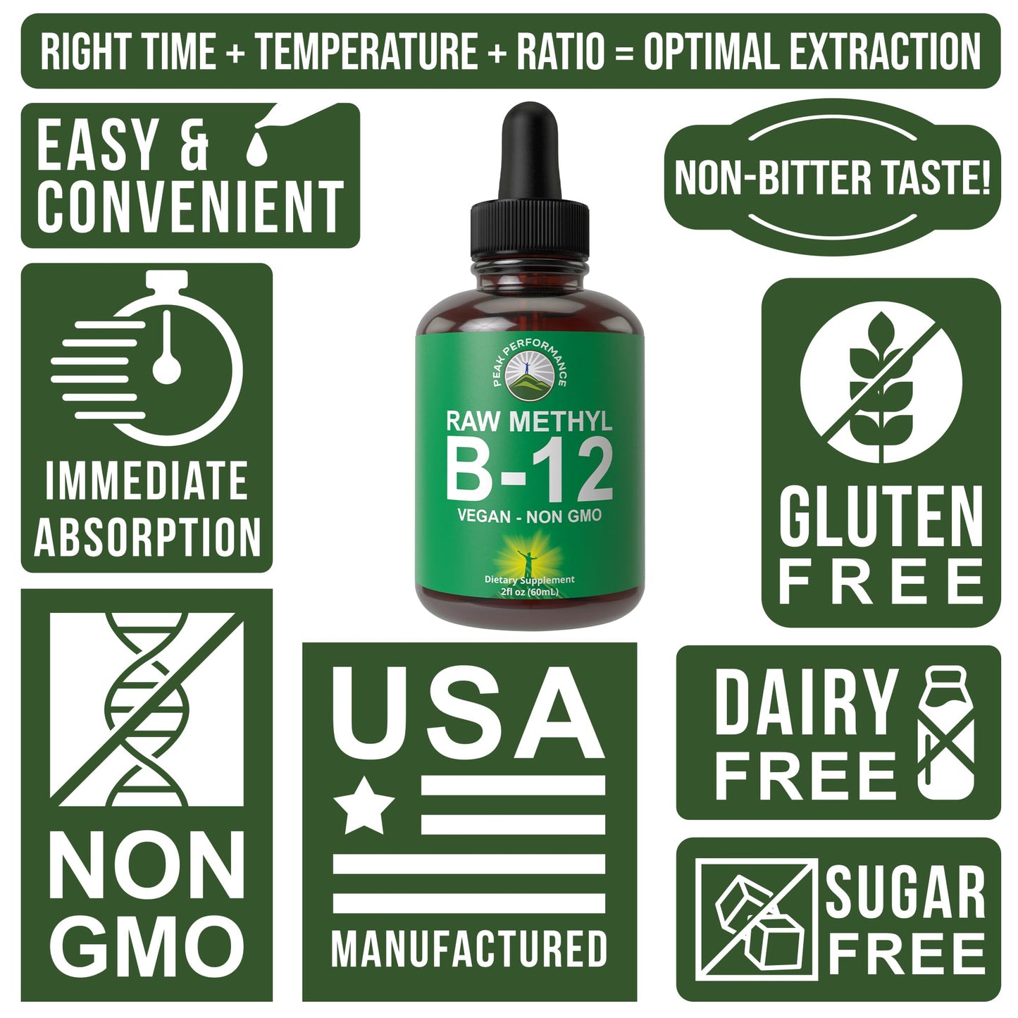 Raw Methyl B12 Liquid Drops. Sublingual Fast Acting Advanced Vegan B 12 Liquid Vitamin Supplement. High Bioavailability Methylcobalamin B-12 Vitamins for Energy, Focus and Relief. for Men + Women - Maple Wellness Supplements