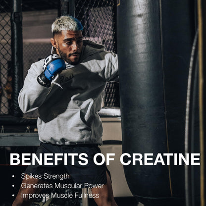 RAW Nutrition Creatine Monohydrate Powder, Blue Raspberry (30 Servings) - Micronized Creatine Monohydrate Supplement for Workout Performance, Build Muscle & Strength - Maple Wellness Supplements