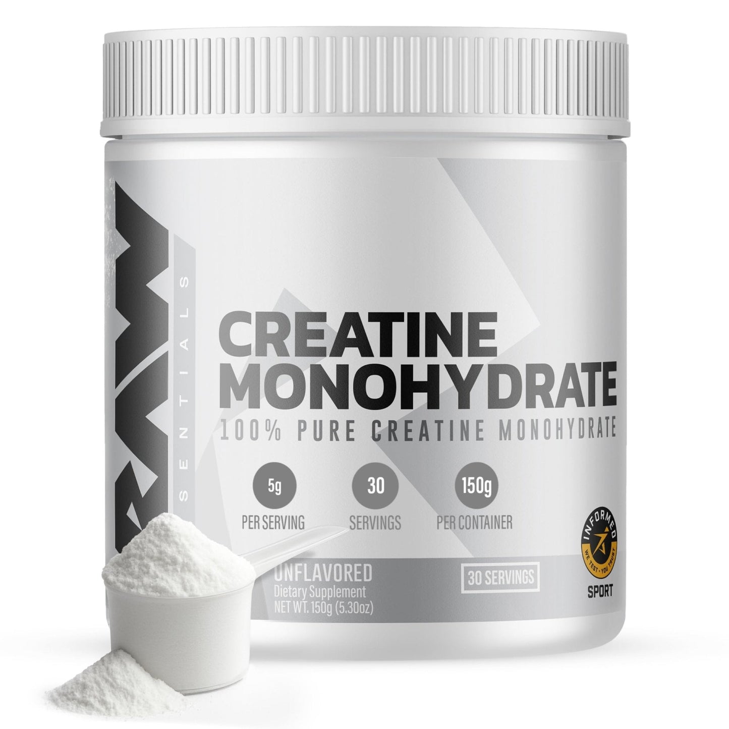RAW Nutrition Creatine Monohydrate Powder, Unflavored (30 Servings) - Micronized Creatine Monohydrate Supplement for Workout Performance, Build Muscle & Strength - Maple Wellness Supplements