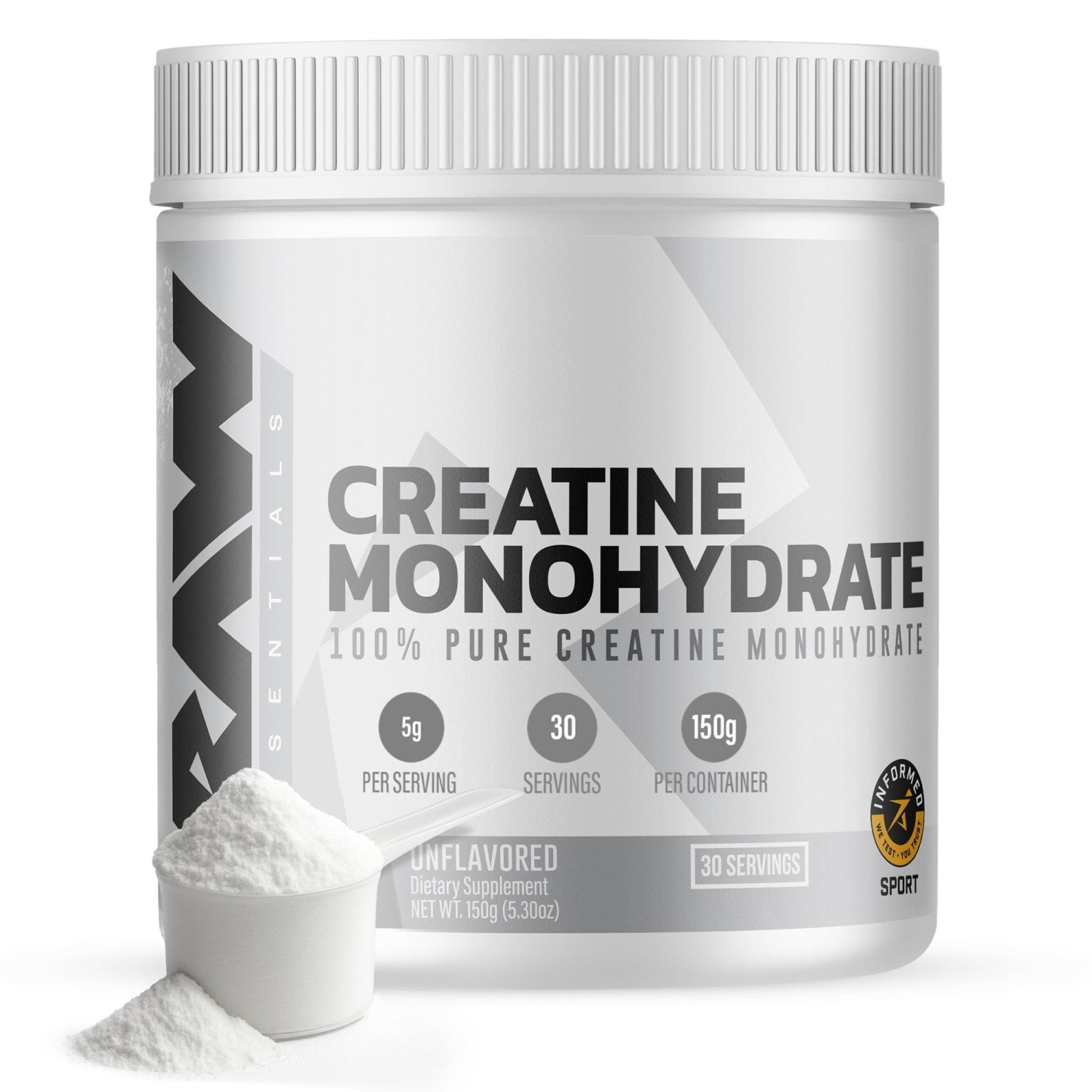 RAW Nutrition Creatine Monohydrate Powder, Unflavored (30 Servings) - Micronized Creatine Monohydrate Supplement for Workout Performance, Build Muscle & Strength - Maple Wellness Supplements