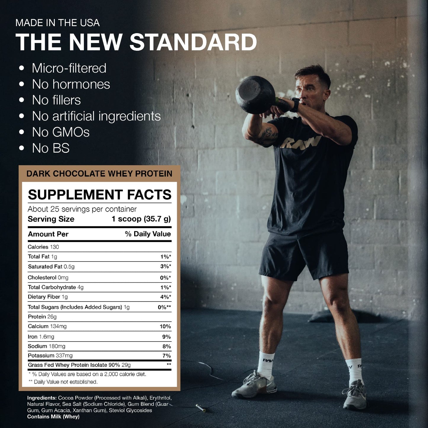 RAW Whey Isolate Protein Powder, Dark Chocolate - 100% Grass-Fed Sports Nutrition - Maple Wellness Supplements