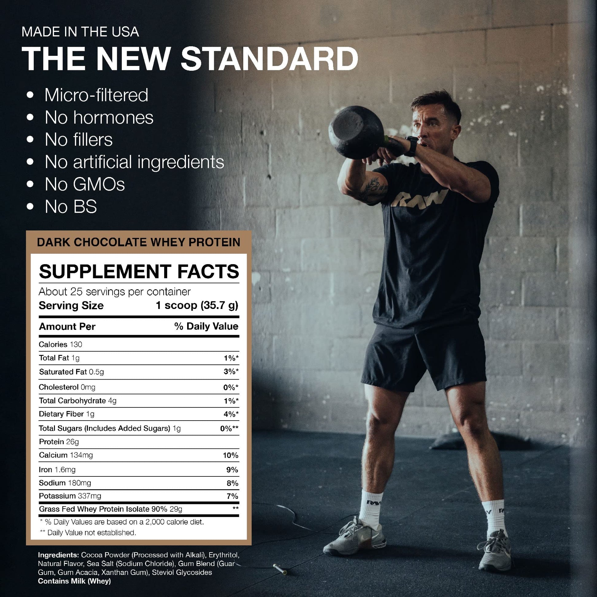 RAW Whey Isolate Protein Powder, Dark Chocolate - 100% Grass-Fed Sports Nutrition - Maple Wellness Supplements