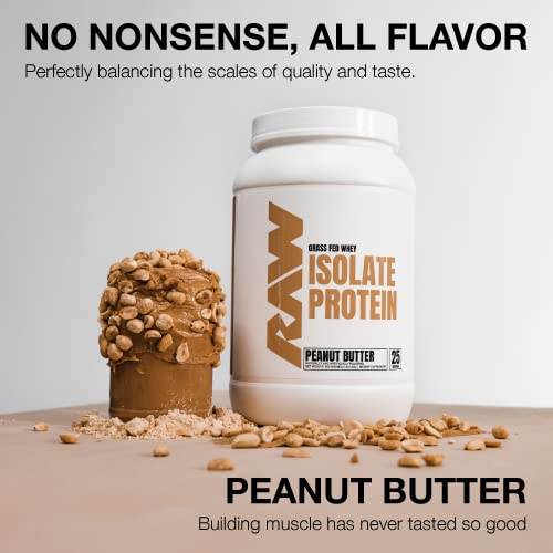 RAW Whey Isolate Protein Powder, Peanut Butter - 100% Grass-Fed Sports Nutrition Protein - Maple Wellness Supplements