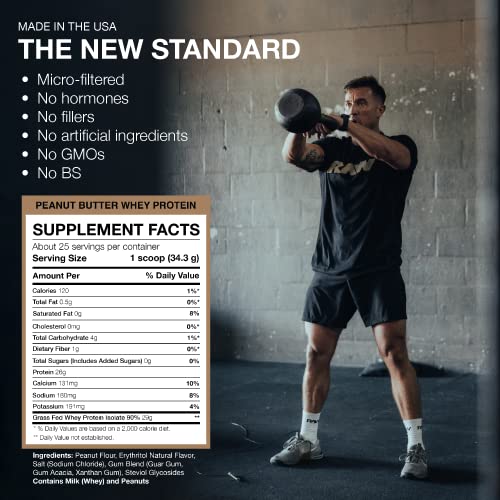 RAW Whey Isolate Protein Powder, Peanut Butter - 100% Grass-Fed Sports Nutrition Protein - Maple Wellness Supplements