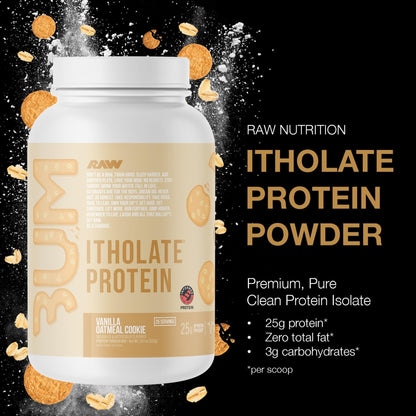 RAW Whey Isolate Protein Powder, Vanilla Oatmeal Cookie (CBUM Itholate Protein) - 100% Grass-Fed Sports Nutrition for Muscle Growth & Recovery - Low-Fat, Low Carb - Maple Wellness Supplements