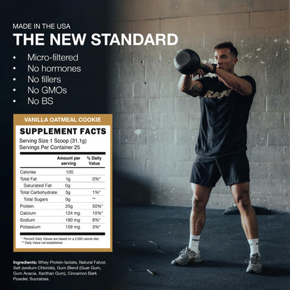 RAW Whey Isolate Protein Powder, Vanilla Oatmeal Cookie (CBUM Itholate Protein) - 100% Grass-Fed Sports Nutrition for Muscle Growth & Recovery - Low-Fat, Low Carb - Maple Wellness Supplements