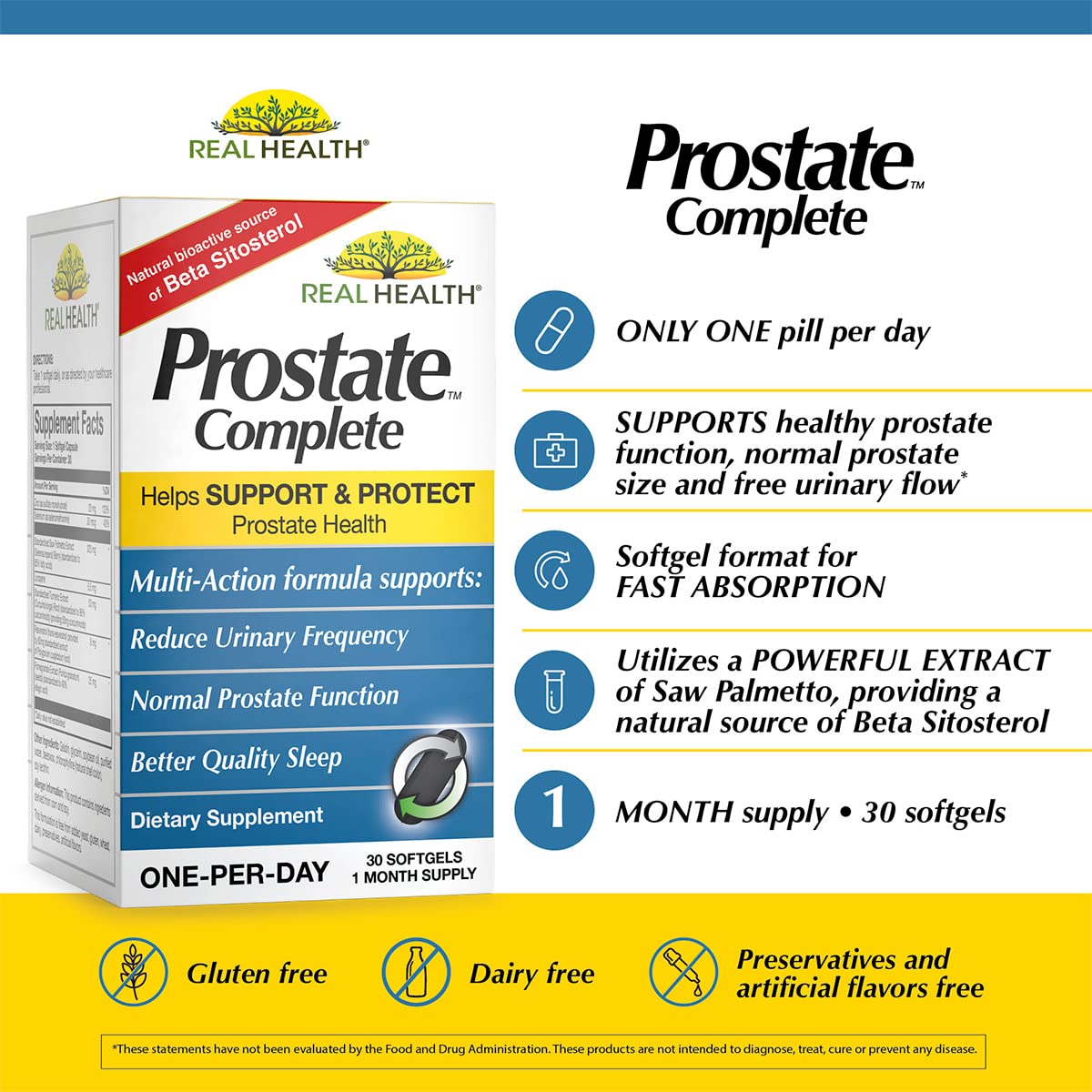Real Health The Prostate Formula - Prostate Health Supplements for Men, Saw Palmetto Formula for Healthy Bladder and Urinary Support, - Maple Wellness Supplements