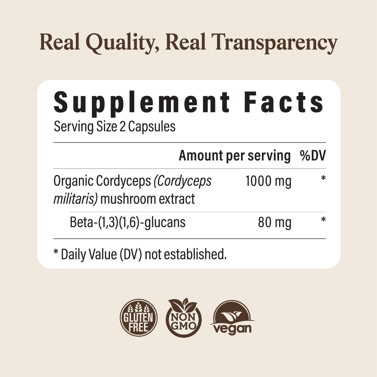 Real Mushrooms Capsules Supplements - Organic Cordyceps Mushroom Powder in Capsules - Energy and Performance Mushrooms with Verified Beta Glucans - Vegan, Non-GMO, 300 Capsules - Maple Wellness Supplements