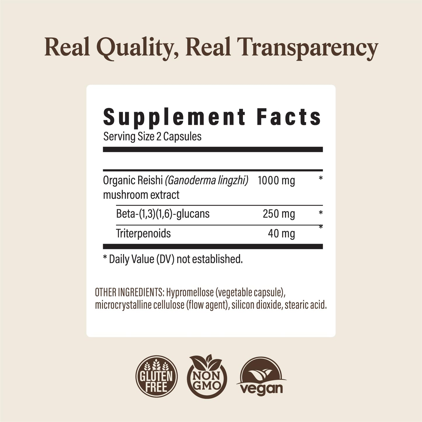 Real Mushrooms Reishi Mushroom Capsules - Handpicked Organic Mushroom Extracts - Maple Wellness Supplements