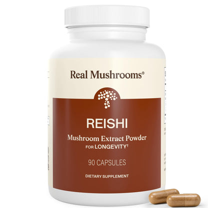 Real Mushrooms Reishi Mushroom Capsules - Handpicked Organic Mushroom Extracts - Maple Wellness Supplements