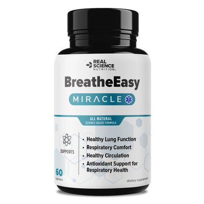 Real Science Nutrition BreatheEasy Lung Support Supplement for Lung Health & Respiratory Wellness – Lung Cleanse Formula with Vinitrox, GABA for Circulation Support - Made in USA - 60 Capsules - Maple Wellness Supplements