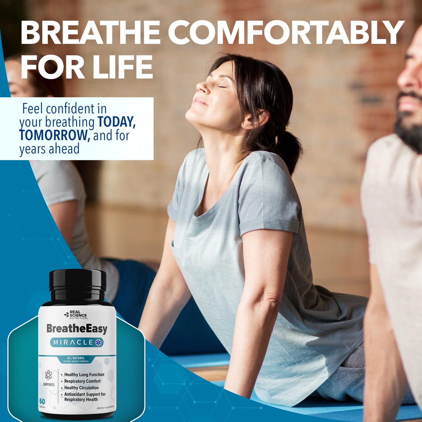 Real Science Nutrition BreatheEasy Lung Support Supplement for Lung Health & Respiratory Wellness – Lung Cleanse Formula with Vinitrox, GABA for Circulation Support - Made in USA - 60 Capsules - Maple Wellness Supplements