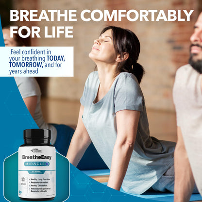 Real Science Nutrition BreatheEasy Lung Support Supplement for Lung Health & Respiratory Wellness – Lung Cleanse Formula with Vinitrox, GABA for Circulation Support - Made in USA - 60 Capsules - Maple Wellness Supplements