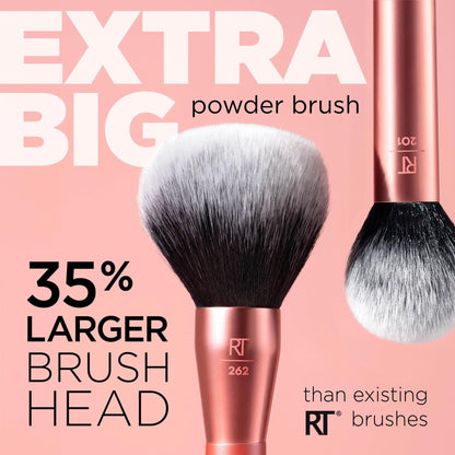Real Techniques Extra Big Powder Brush, Large Makeup Brush For Powder, Fluffy Head For All-Over Setting, XL Oversized Brush For Quick Application, Cruelty-Free, Synthetic Bristles, 1 Count - Maple Wellness Supplements