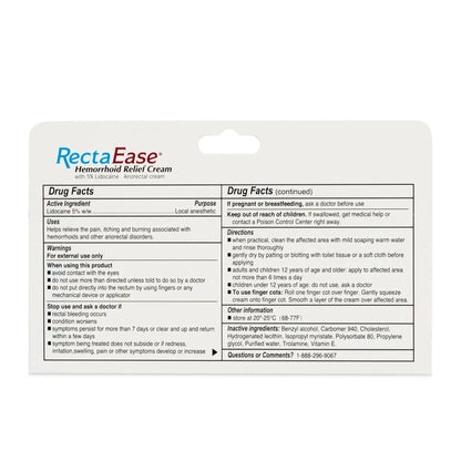 RectaEase (2 Pack) 5% Lidocaine Hemorrhoid Relief Cream 1 oz Tube, Anorectal Cream, Rapid Numbing Relief, Hemorrhoid Treatment from Itch and Burn - Maple Wellness Supplements