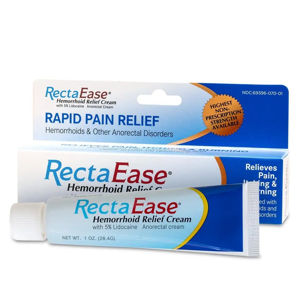 RectaEase (2 Pack) 5% Lidocaine Hemorrhoid Relief Cream 1 oz Tube, Anorectal Cream, Rapid Numbing Relief, Hemorrhoid Treatment from Itch and Burn - Maple Wellness Supplements