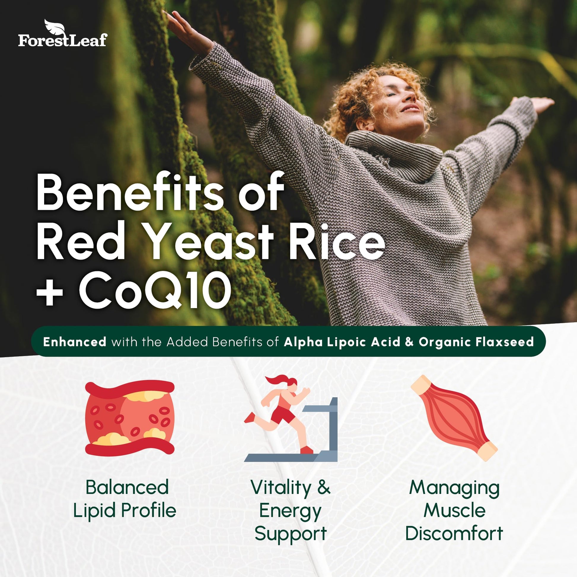 Red Yeast Rice 1215 mg. Capsules - Extra Strength Red Rice Yeast with CoQ10 Supplement, Plus Alpha Lipoic Acid & Organic Flaxseed, Citrinin Free, - Maple Wellness Supplements