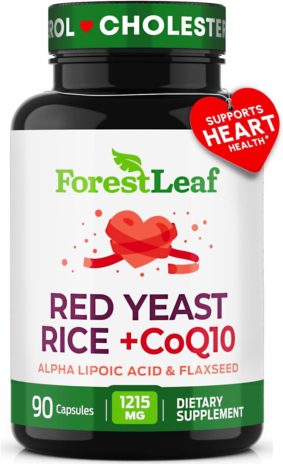 Red Yeast Rice 1215 mg. Capsules - Extra Strength Red Rice Yeast with CoQ10 Supplement, Plus Alpha Lipoic Acid & Organic Flaxseed, Citrinin Free, - Maple Wellness Supplements
