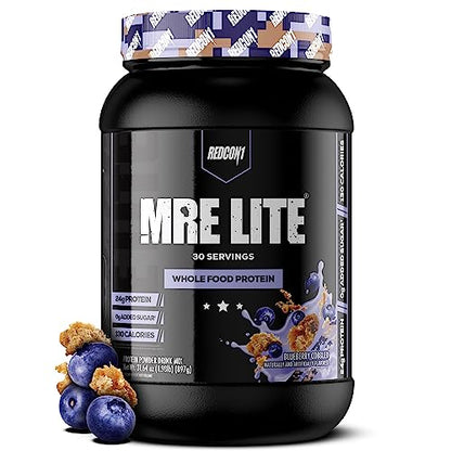 REDCON1 MRE Lite Whole Food Protein Powder, Blueberry Cobbler - Low Carb & Whey - Maple Wellness Supplements