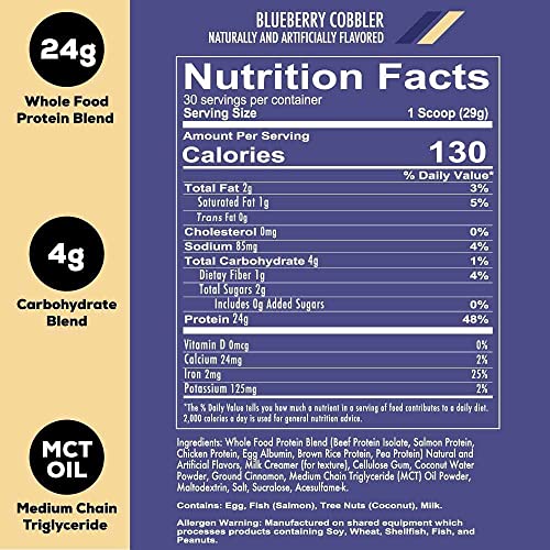 REDCON1 MRE Lite Whole Food Protein Powder, Blueberry Cobbler - Low Carb & Whey - Maple Wellness Supplements