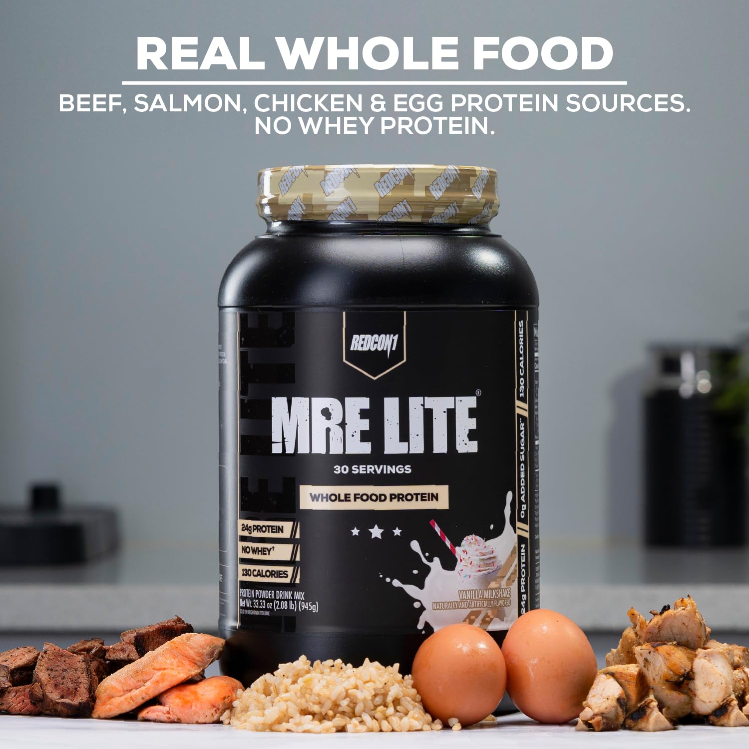REDCON1 MRE Lite Whole Food Protein Powder, Cookies N' Cream - Low Carb & Whey - Maple Wellness Supplements