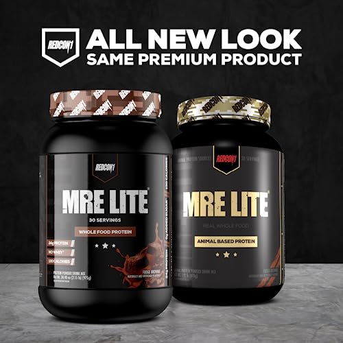 REDCON1 MRE Lite Whole Food Protein Powder, Fudge Brownie - Low Carb & Whey - Maple Wellness Supplements