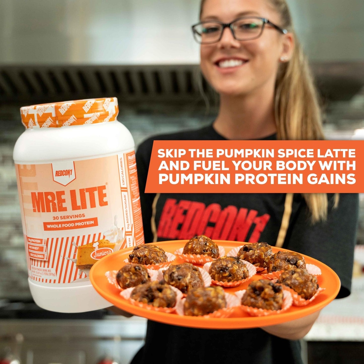 REDCON1 MRE Lite Whole Food Protein Powder, Juniors, Pumpkin Cheesecake - Low Carb - Maple Wellness Supplements