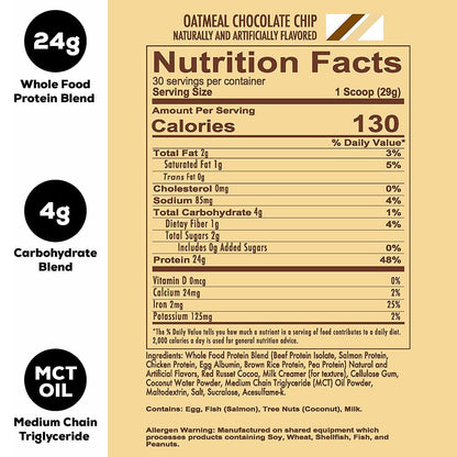 REDCON1 MRE Lite Whole Food Protein Powder, Oatmeal Chocolate Chip - Low Carb - Maple Wellness Supplements