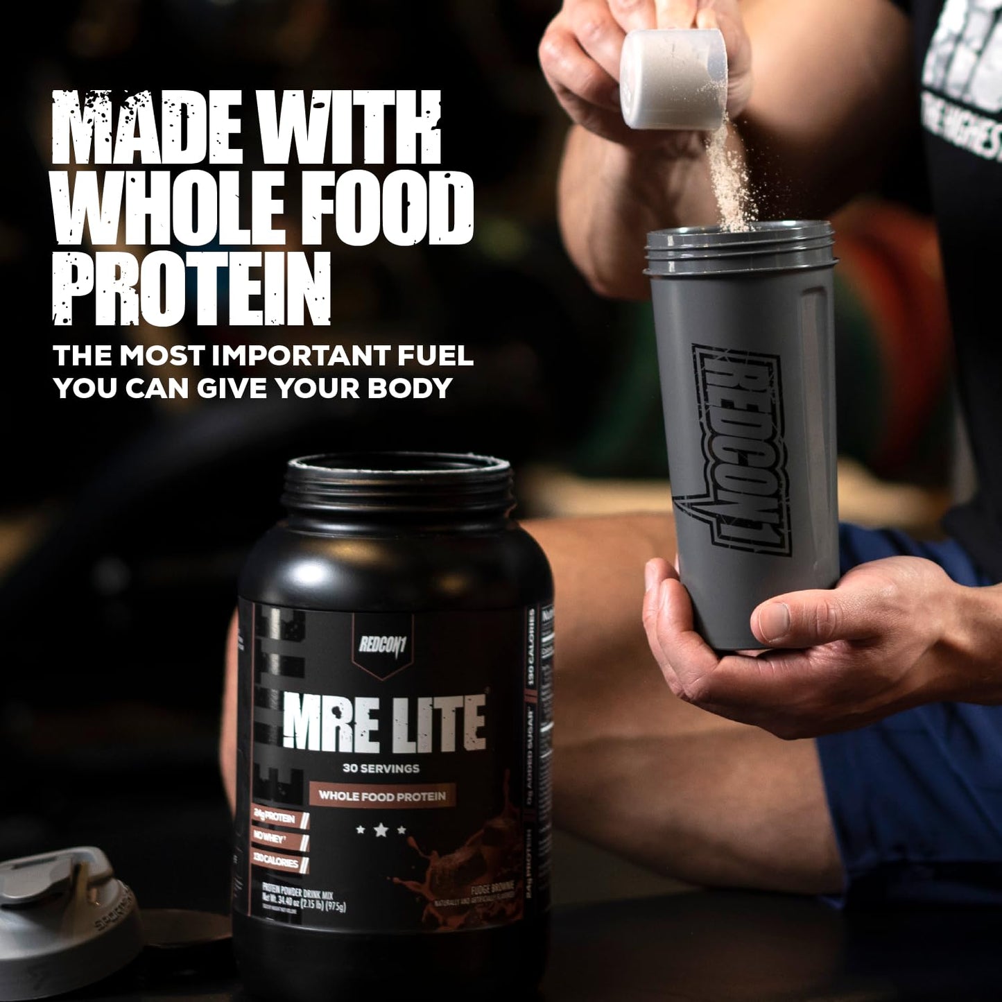 REDCON1 MRE Lite Whole Food Protein Powder, Strawberry Shortcake - Low Carb & Whey - Maple Wellness Supplements