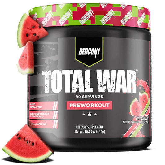 REDCON1 Total War Pre Workout, Watermelon - L Citrulline, Malic Acid, Green Tea Leaf Extract for Pump Boosting Pre Workout for Women & Men - 3.2g Beta Alanine - Maple Wellness Supplements