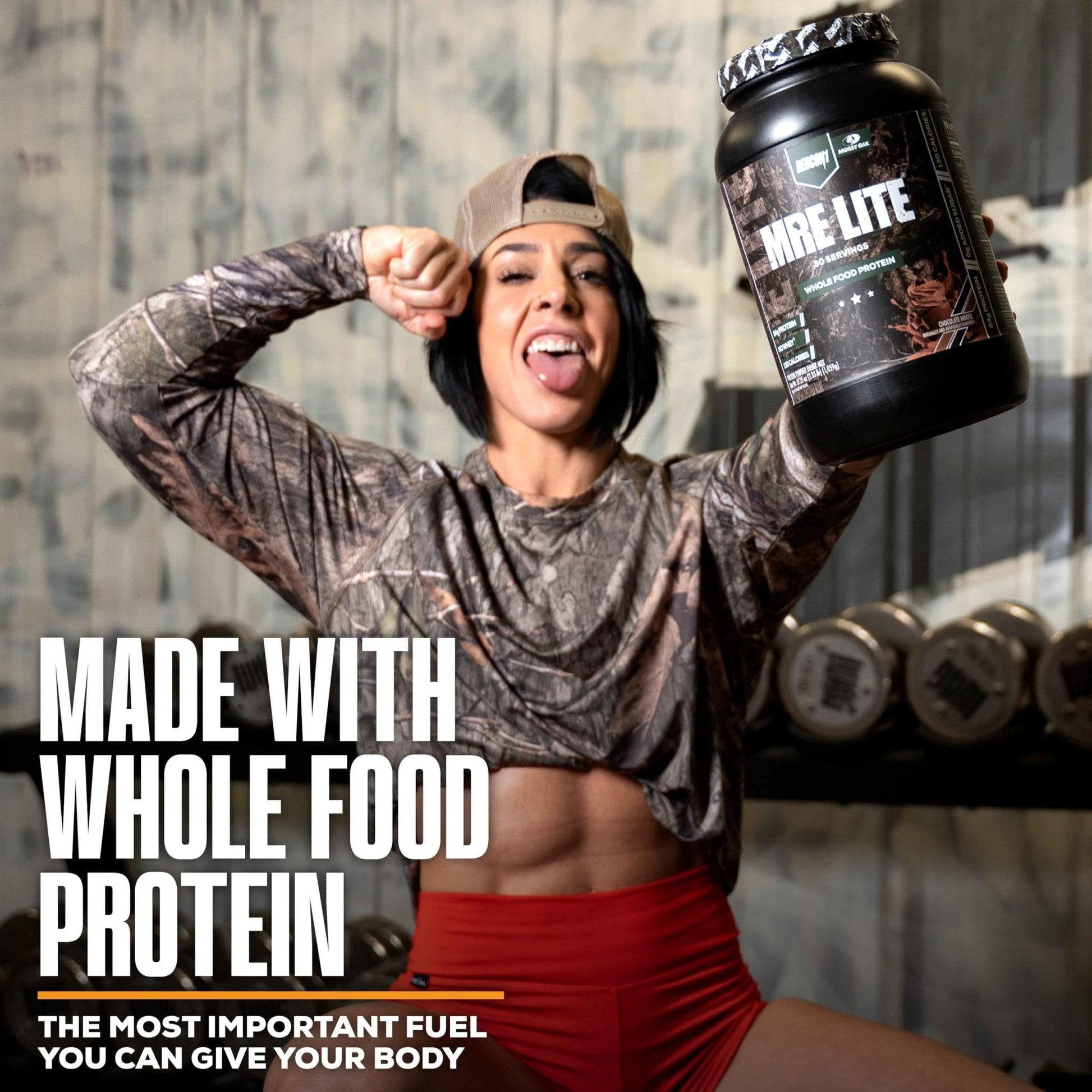 REDCON1 x Mossy Oak MRE Lite Whole Food Protein Powder, Chocolate Moose - Low Carb - Maple Wellness Supplements