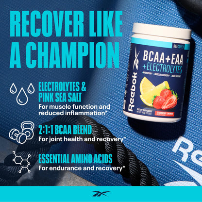 Reebok REEcover Amino Acids + Electrolytes | 8g EAAs, 5g BCAAs, Hydration Matrix | Muscle Recovery, Strength | Post-Workout Support - Maple Wellness Supplements