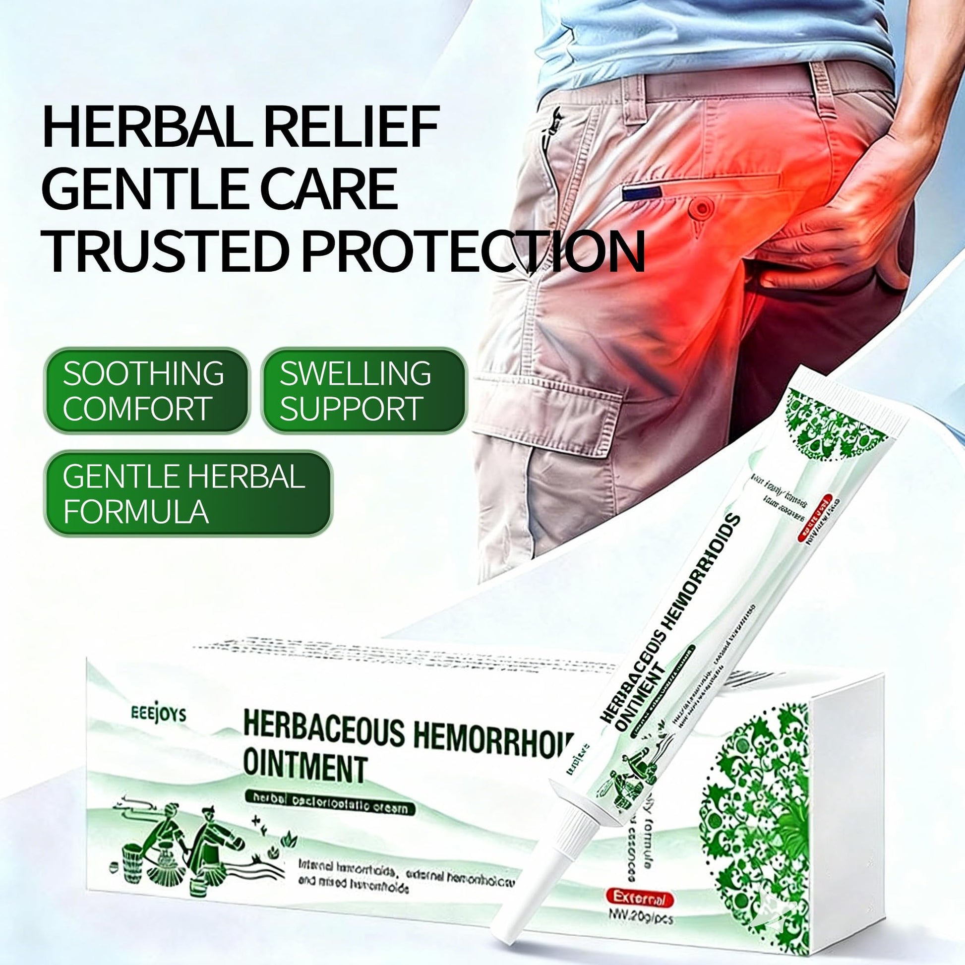 Reejoys Hemorrhoid Cream: Advanced Herbal Hemorrhoids Treatment Cream for Itching and Burning, Shrink & Soothe Hemorrhoids - 1.8 Oz - Maple Wellness Supplements