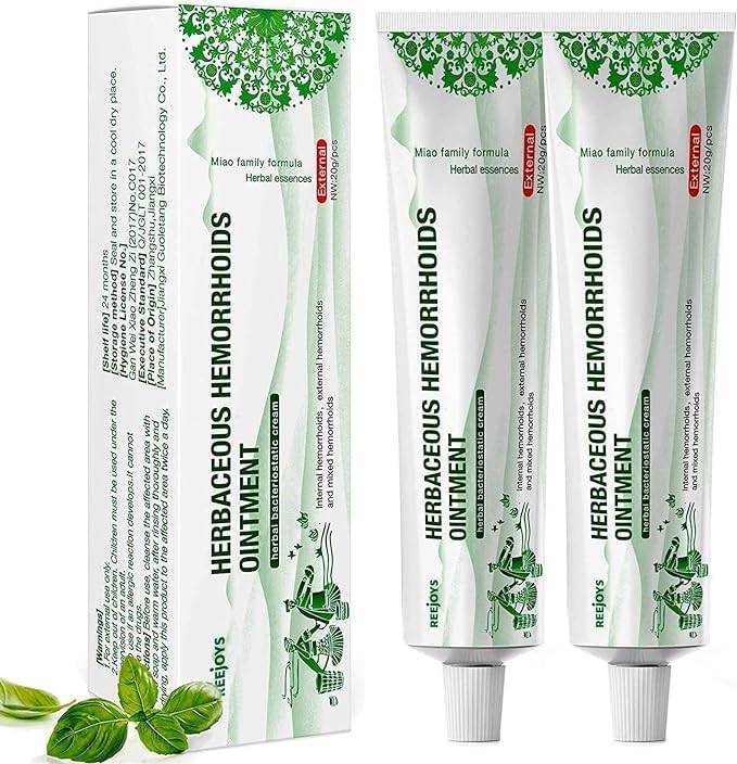 Reejoys Hemorrhoid Cream: Advanced Herbal Hemorrhoids Treatment Cream for Itching and Burning, Shrink & Soothe Hemorrhoids - 1.8 Oz - Maple Wellness Supplements