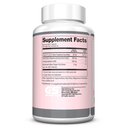Re+Gen Nutrition Women's Hormone Balance Support, Supplement with Vitamin E, Dong Quai, and DIM 200mg with BioPerine, PMS, Hot Flashes, Mood Swings, Night Sweats Support, 60 Capsules, 2 Month Supply - Maple Wellness Supplements