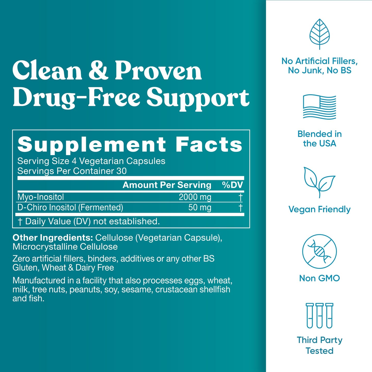 Regulate Cycle Support – Hormone Balance for Women at Optimal 40:1 Myo-Inositol 2000 mg & D-Chiro Inositol 50 mg – Supplement for Period Consistency, Menstrual & Ovulation Support – 120 Vegan Capsules - Maple Wellness Supplements